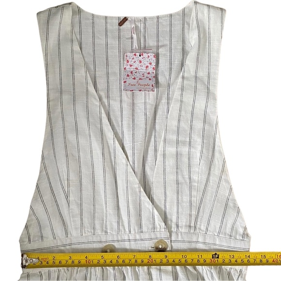 NEW Free People Diana Wrap Midi Dress Ivory Black Stripe Button Pockets Small - Picture 9 of 13